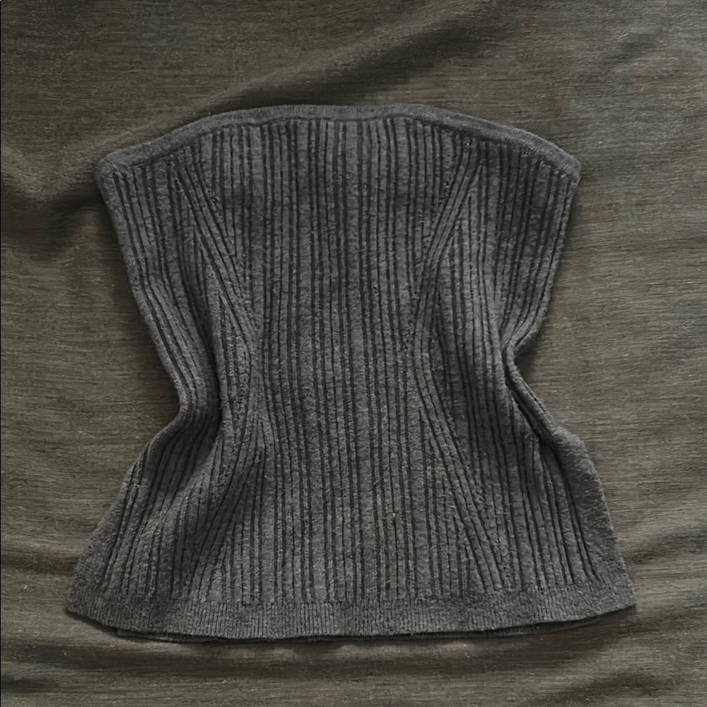 Gray Ribbed Tube Top